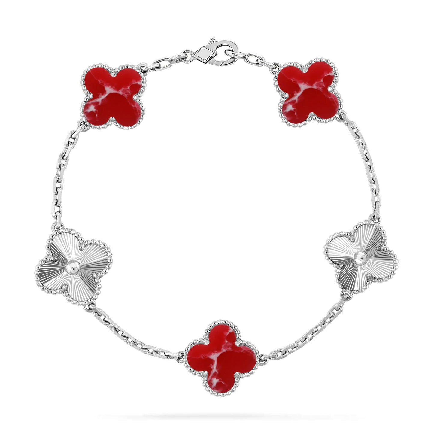 [RAFFINE]CLOVER 5 MOTIF RED PATTERN BRACELET COLLECTION