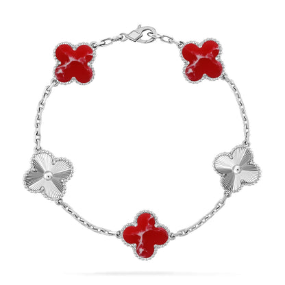[RAFFINE]CLOVER 5 MOTIF RED PATTERN BRACELET COLLECTION