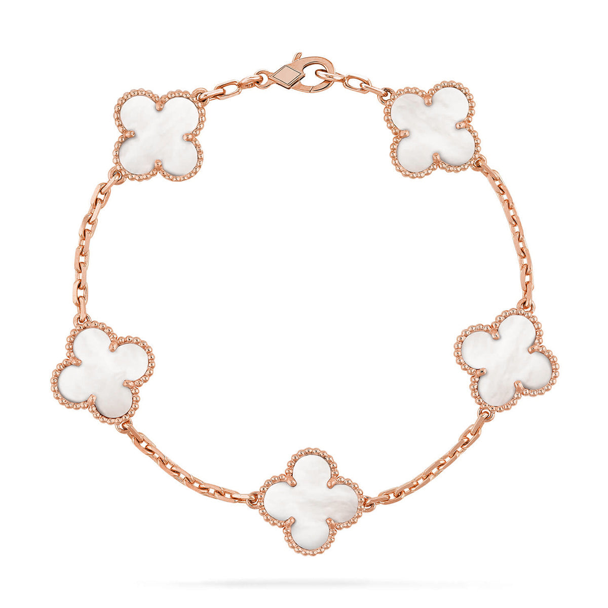 [RAFFINE]CLOVER WHITE PEARL MOP 5 MOTIF BRACELET COLLECTION