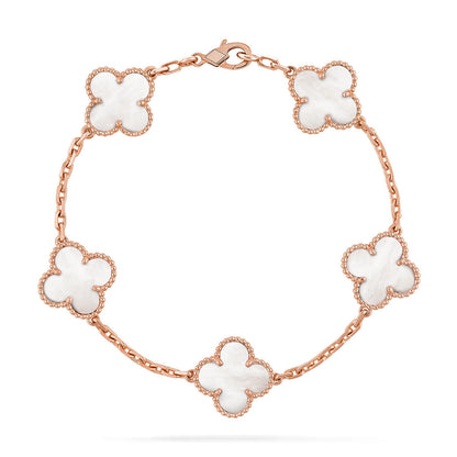 [RAFFINE]CLOVER WHITE PEARL MOP 5 MOTIF BRACELET COLLECTION
