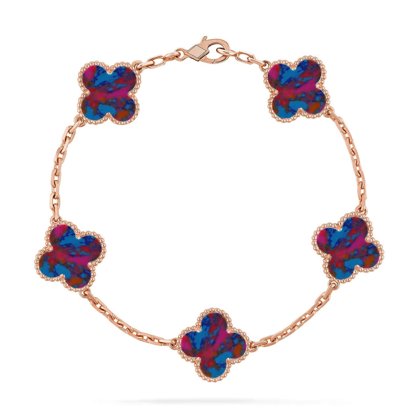[RAFFINE]CLOVER 5 MOTIF COLOR GEMSTONES BRACELET COLLECTION
