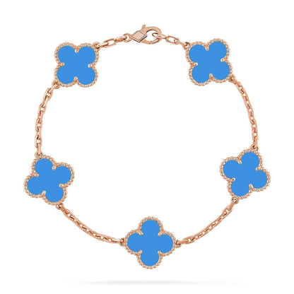 [RAFFINE] CLOVER 5 MOTIF BLUE AGATE BRACELET COLLECTION