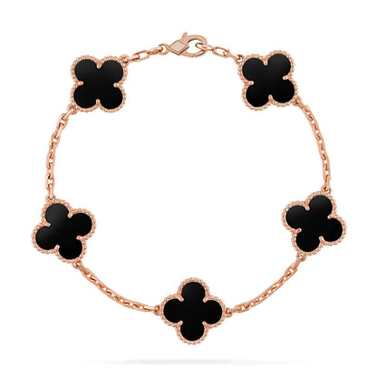 [RAFFINE] CLOVER 5 MOTIF ONYXS BRACELET COLLECTION