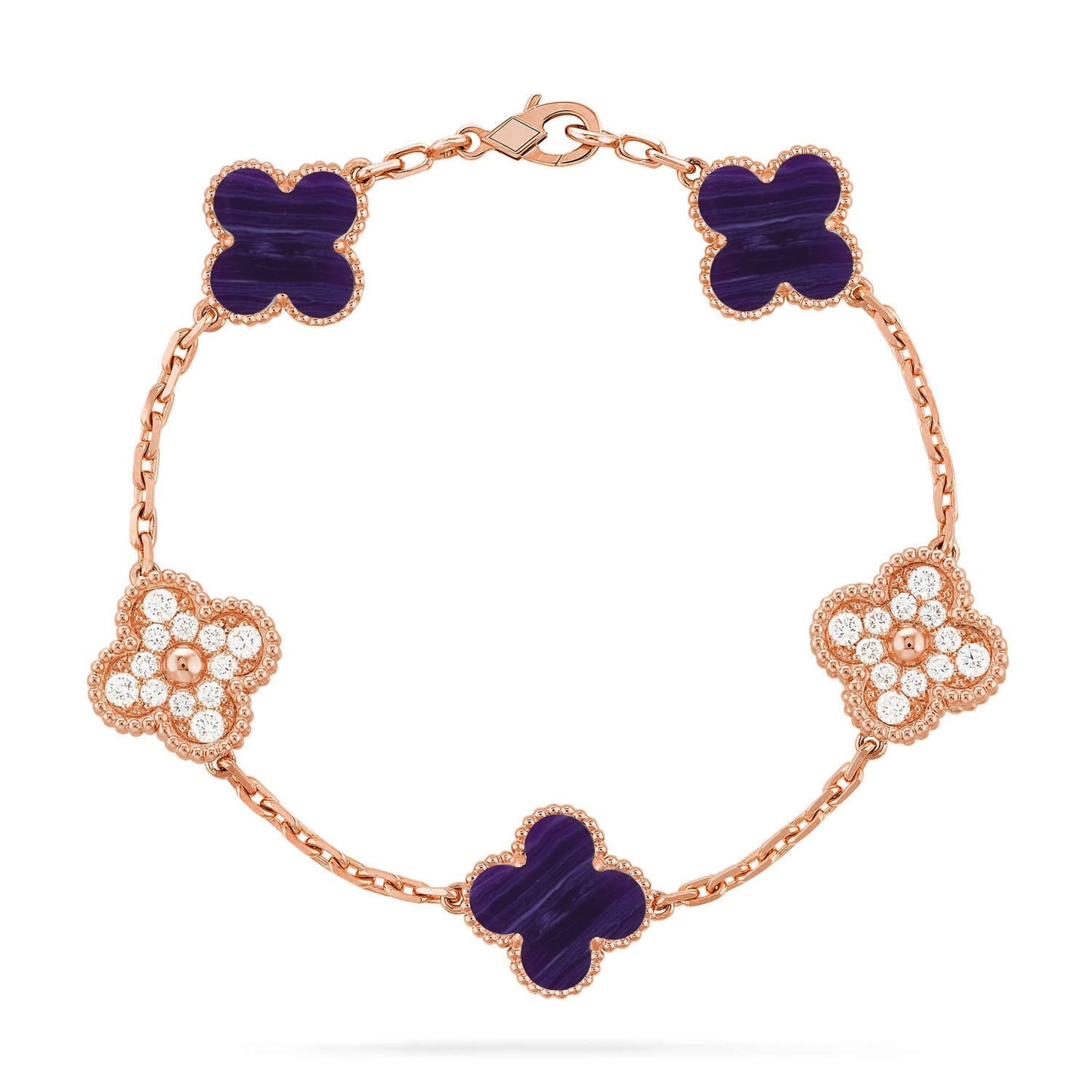 [RAFFINE]CLOVER 5 MOTIF PURPLE STRIPES BRACELET COLLECTION