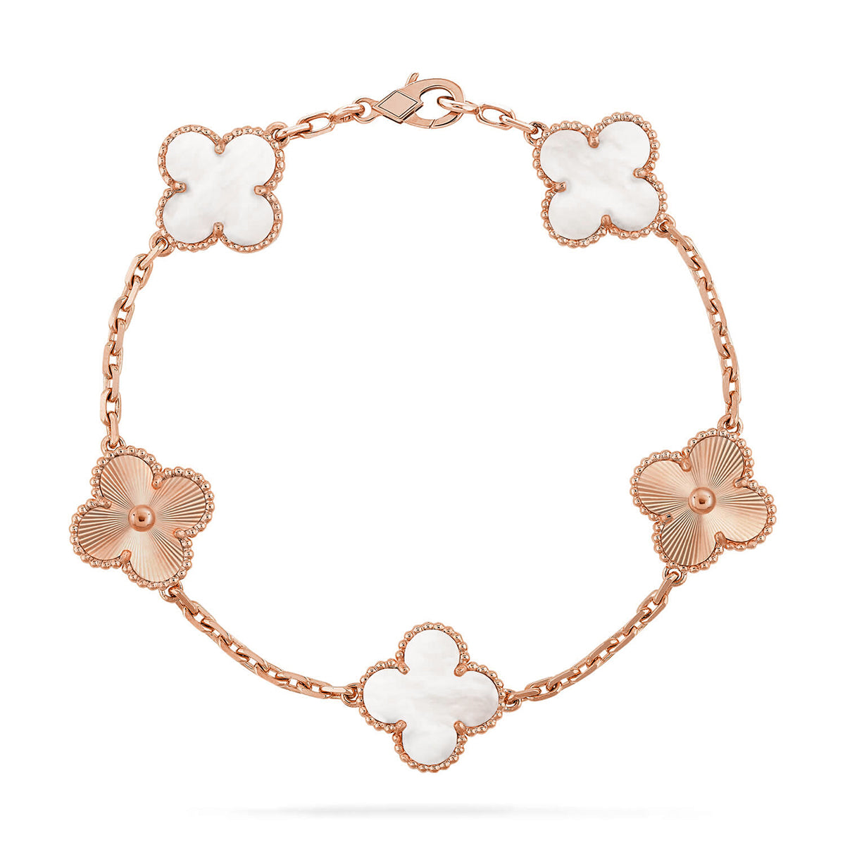 [RAFFINE]CLOVER WHITE PEARL MOP 5 MOTIF BRACELET COLLECTION