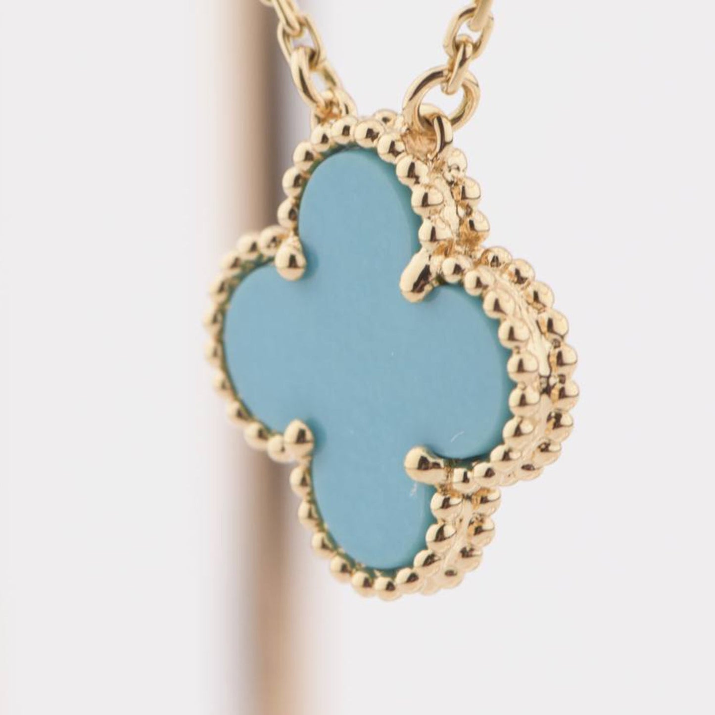 [RAFFINE]CLOVER 15MM VINTAGE TURQUOISE NECKLACE