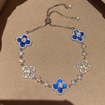 [RAFFINE]CLOVER 5 MOTIF PINK BLUE RED WHITE BRACELET