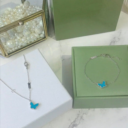 [RAFFINE]BUTTERFLY TURQUOISE BUTTERFLY BRACELET SILVER