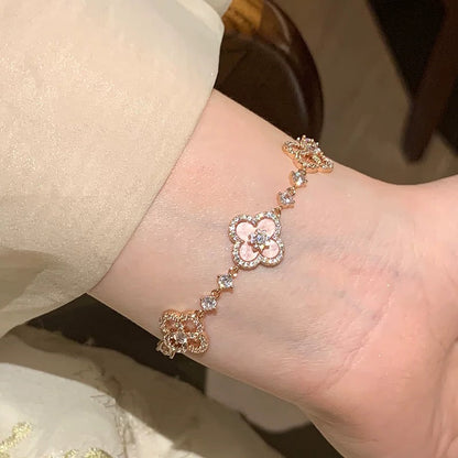 [RAFFINE]CLOVER 5 MOTIF PINK BLUE RED WHITE BRACELET