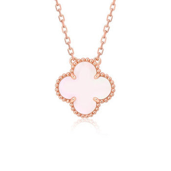 [RAFFINE]CLOVER 15MM PINK MOTHER-OF-PEARL SINGLE FLOWER NECKLACE