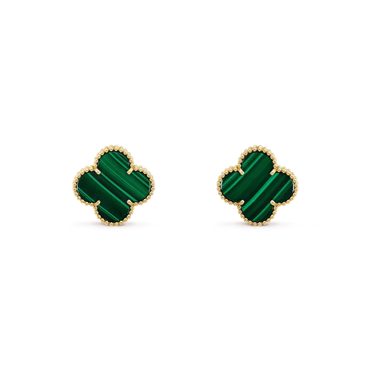 [RAFFINE]CLOVER MINI 9.5MM MALACHITE  EARRINGS