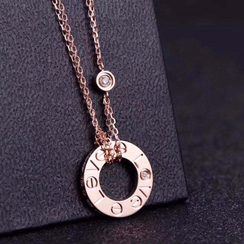 [RAFFINE]LOVE NECKLACE 16MM 2 DIAMONDS