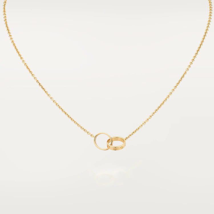 [RAFFINE]LOVE NECKLACE DOUBLE RING GOLD