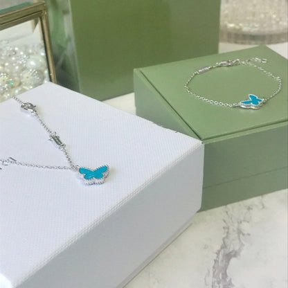 [RAFFINE]BUTTERFLY TURQUOISE BUTTERFLY BRACELET SILVER