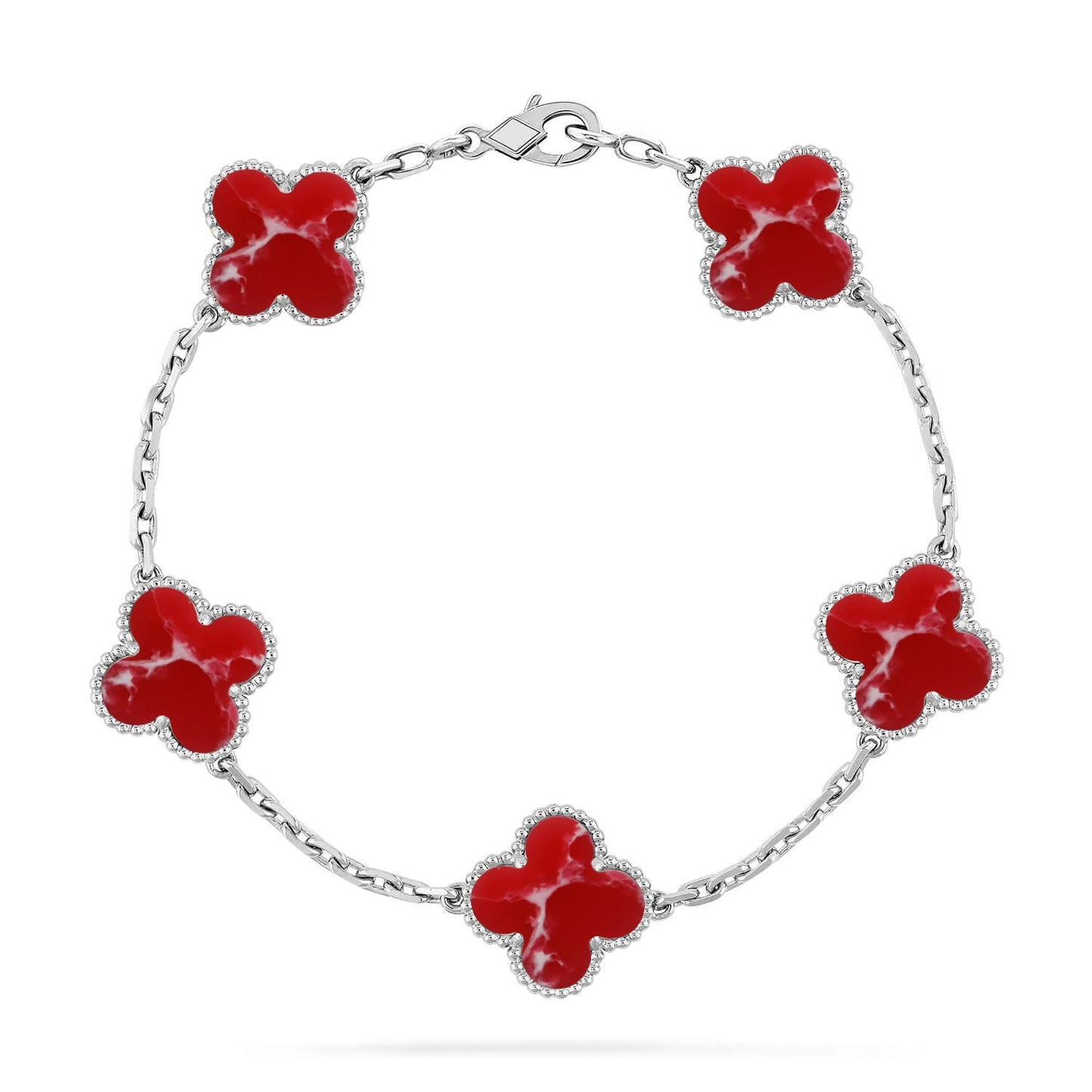 [RAFFINE]CLOVER 5 MOTIF RED PATTERN BRACELET COLLECTION