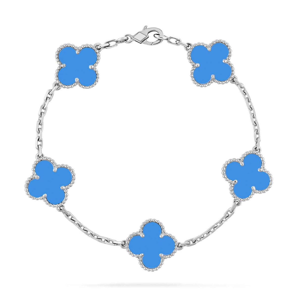 [RAFFINE] CLOVER 5 MOTIF BLUE AGATE BRACELET COLLECTION