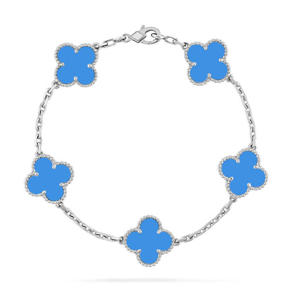 [RAFFINE] CLOVER 5 MOTIF BLUE AGATE BRACELET COLLECTION