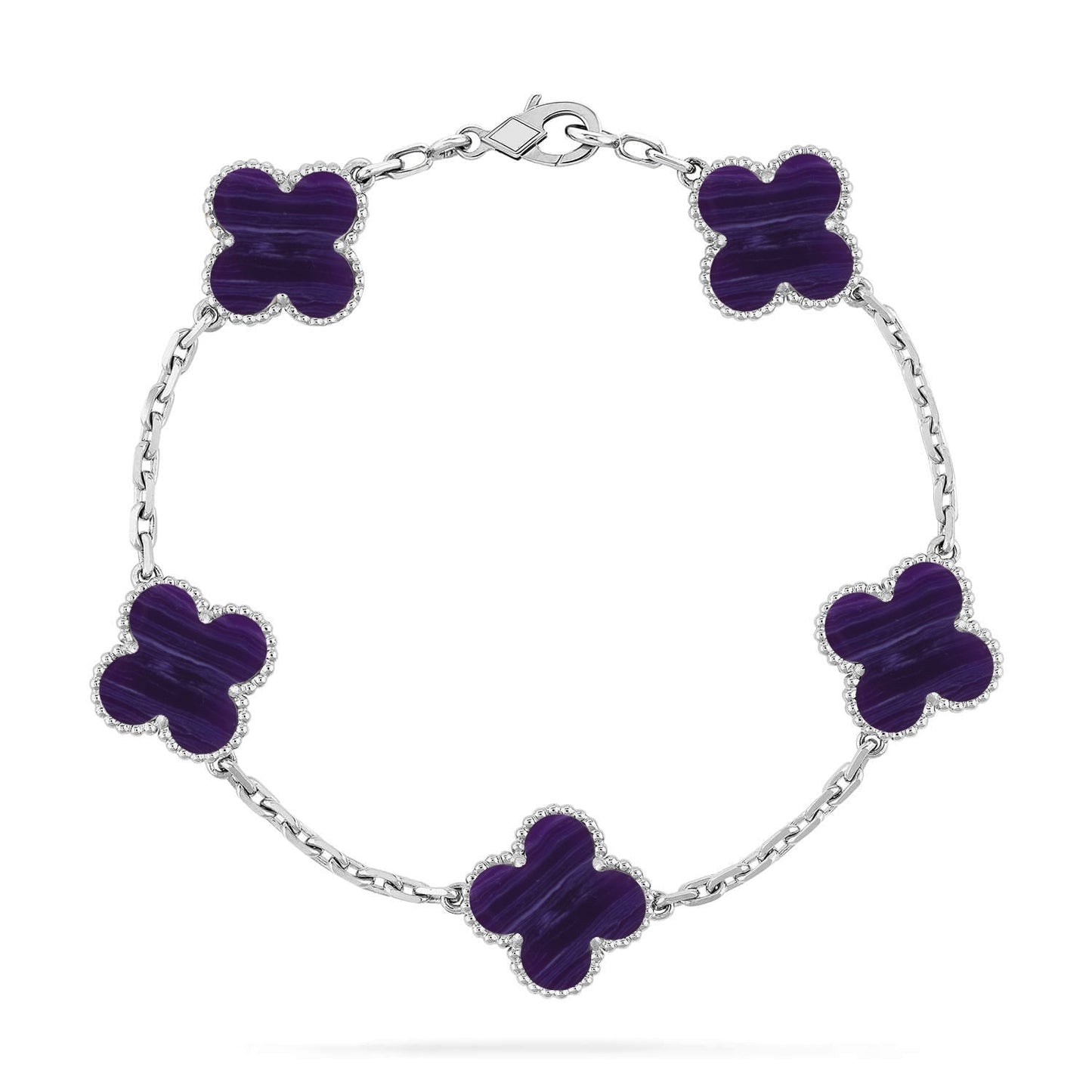 [RAFFINE]CLOVER 5 MOTIF PURPLE STRIPES BRACELET COLLECTION