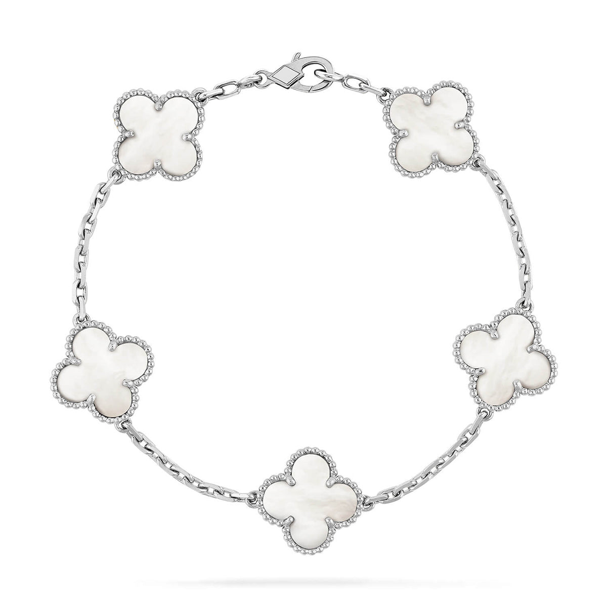 [RAFFINE]CLOVER WHITE PEARL MOP 5 MOTIF BRACELET COLLECTION