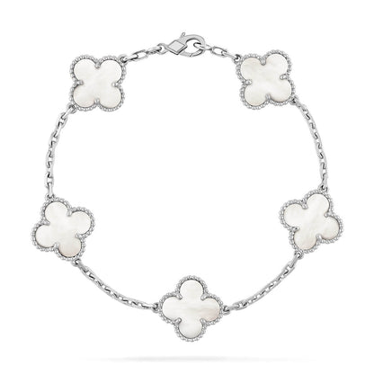 [RAFFINE]CLOVER WHITE PEARL MOP 5 MOTIF BRACELET COLLECTION