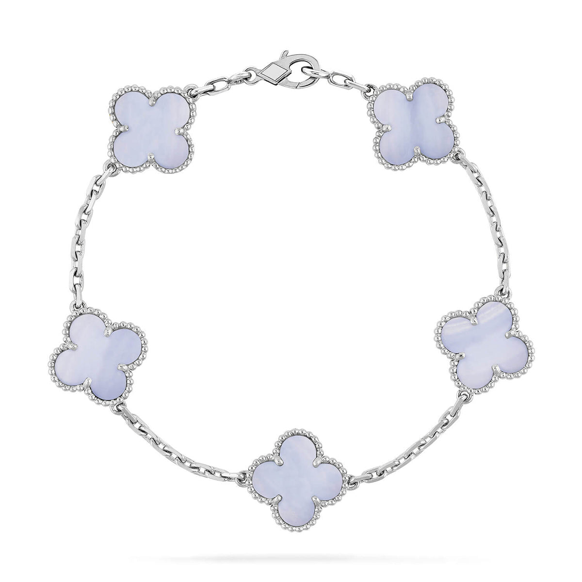 [RAFFINE] CLOVER 5 MOTIF PURPLE CHALCEDONY BRACELET COLLECTION