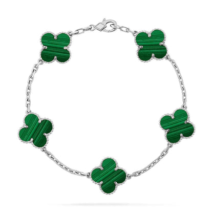 [RAFFINE] CLOVER 5 MOTIF MALACHITE BRACELET COLLECTION
