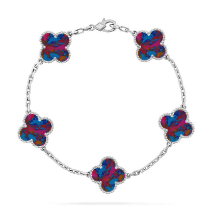 [RAFFINE]CLOVER 5 MOTIF COLOR GEMSTONES BRACELET COLLECTION