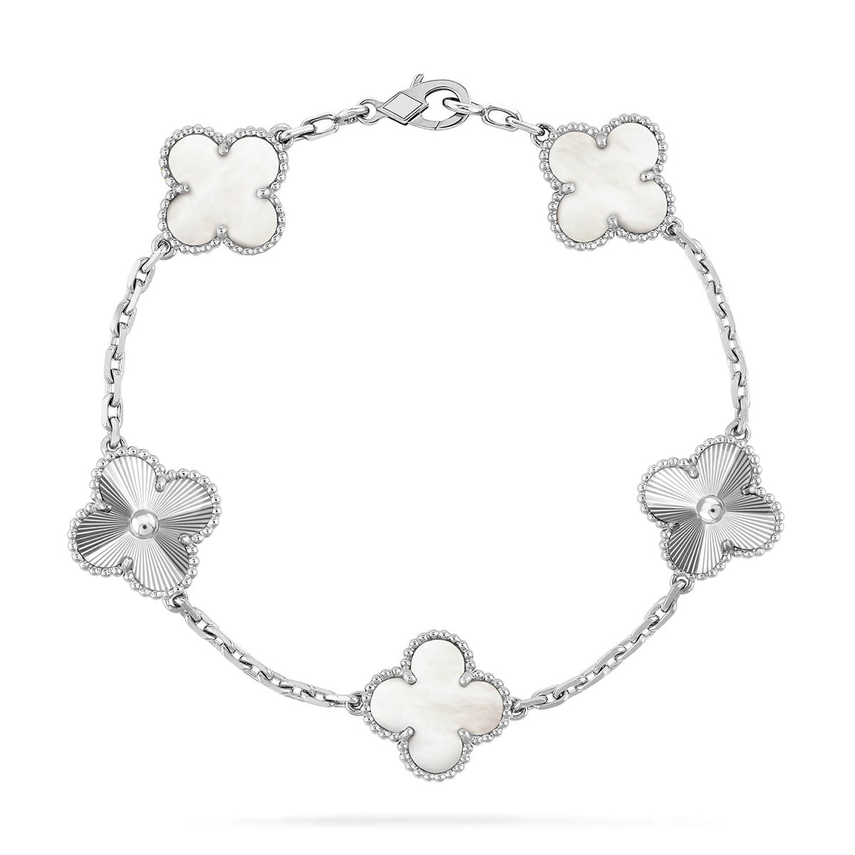 [RAFFINE]CLOVER WHITE PEARL MOP 5 MOTIF BRACELET COLLECTION