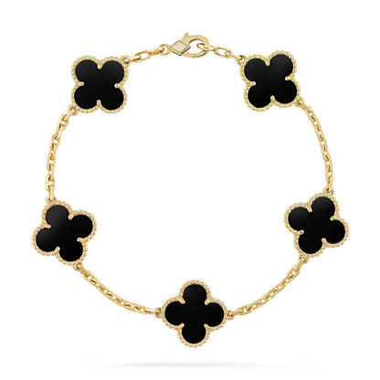 [RAFFINE] CLOVER 5 MOTIF ONYXS BRACELET COLLECTION