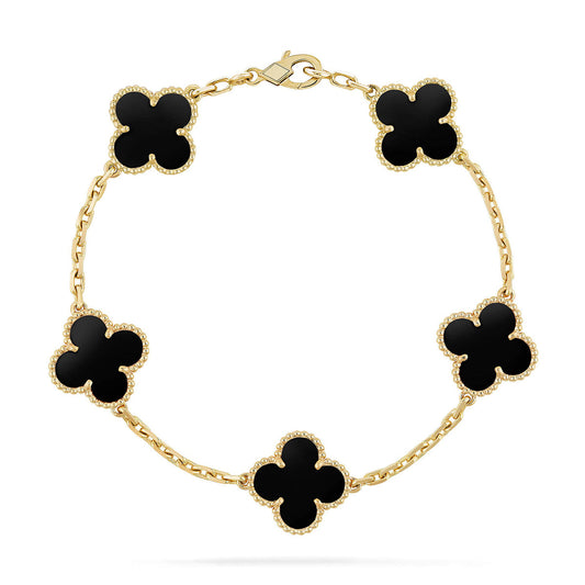 [RAFFINE] CLOVER 5 MOTIF ONYXS BRACELET COLLECTION