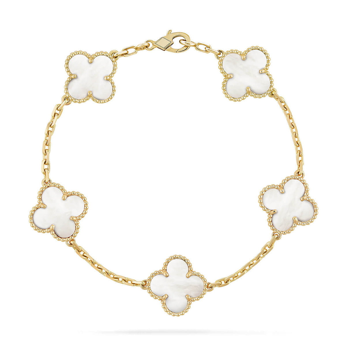 [RAFFINE]CLOVER WHITE PEARL MOP 5 MOTIF BRACELET COLLECTION