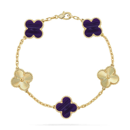 [RAFFINE]CLOVER 5 MOTIF PURPLE STRIPES BRACELET COLLECTION