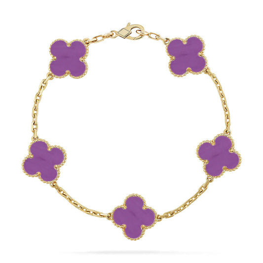 [RAFFINE] CLOVER 5 MOTIF VIOLET BRACELET COLLECTION