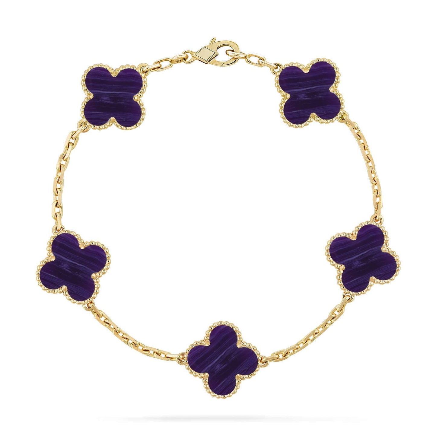 [RAFFINE]CLOVER 5 MOTIF PURPLE STRIPES BRACELET COLLECTION