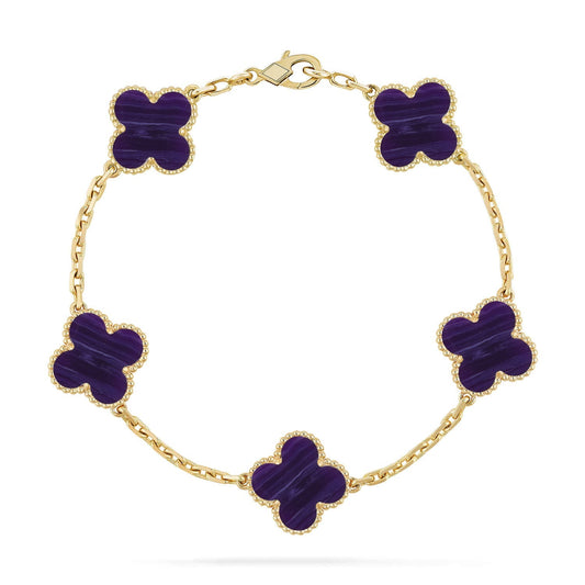 [RAFFINE]CLOVER 5 MOTIF PURPLE STRIPES BRACELET COLLECTION