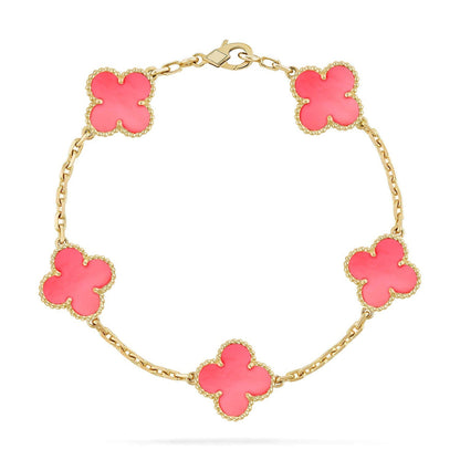 [RAFFINE] CLOVER 5 MOTIFS  PINK MOP BRACELET COLLECTION