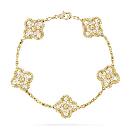 [RAFFINE] CLOVER 5 MOTIF FULL DIAMOND BRACELET COLLECTION