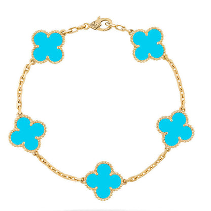 [RAFFINE] CLOVER 5 MOTIF TURQUOISE BRACELET COLLECTION