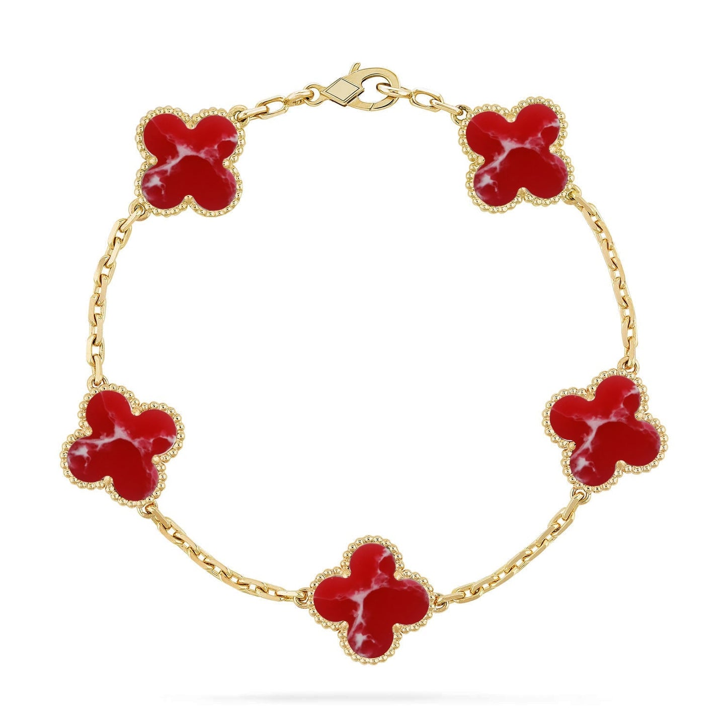 [RAFFINE]CLOVER 5 MOTIF RED PATTERN BRACELET COLLECTION