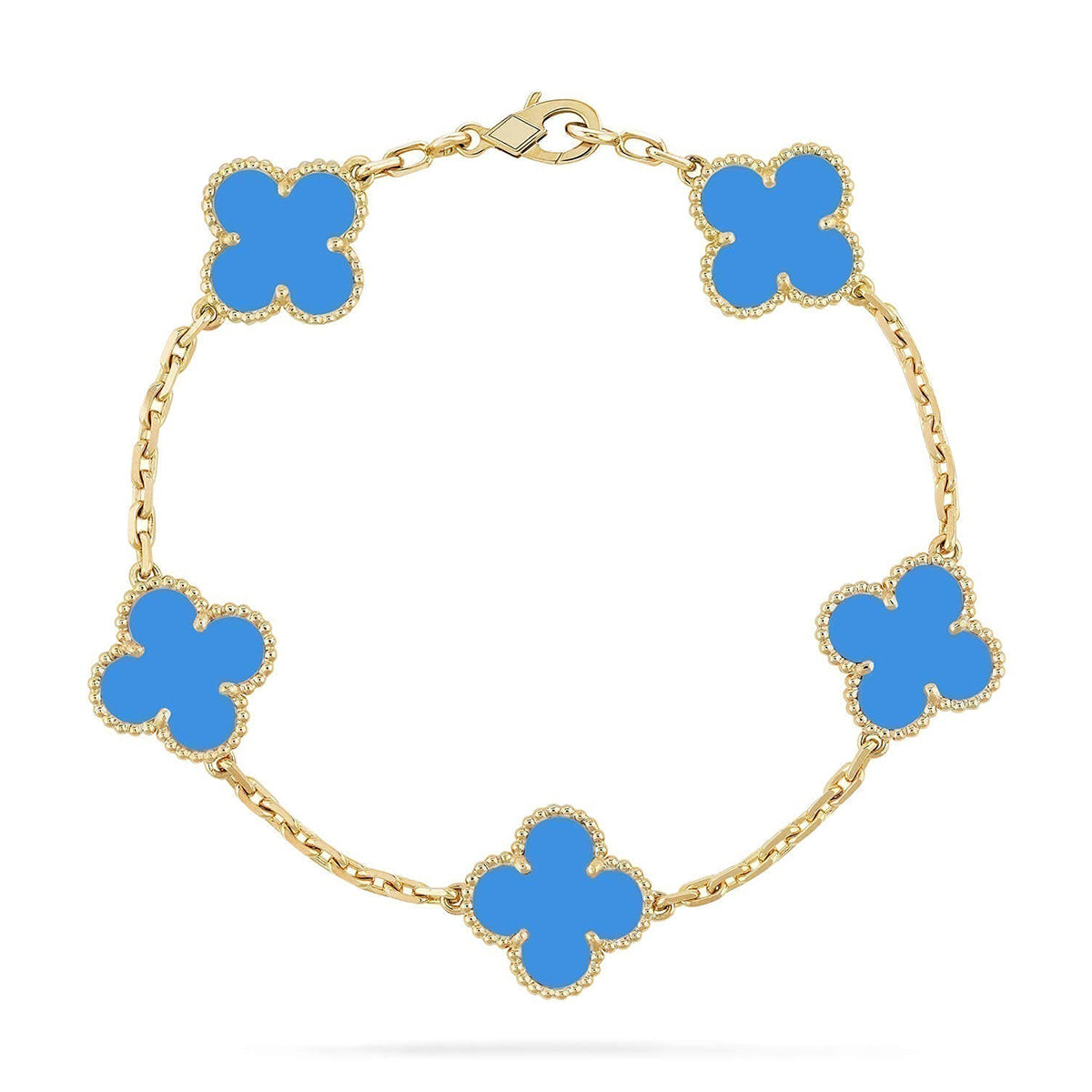 [RAFFINE] CLOVER 5 MOTIF BLUE AGATE BRACELET COLLECTION