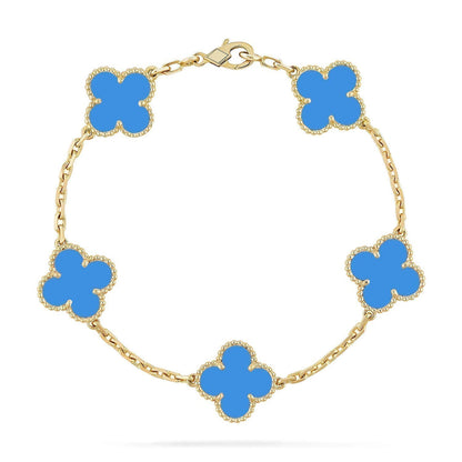 [RAFFINE] CLOVER 5 MOTIF BLUE AGATE BRACELET COLLECTION