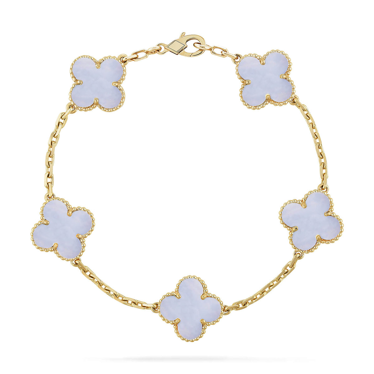 [RAFFINE] CLOVER 5 MOTIF PURPLE CHALCEDONY BRACELET COLLECTION