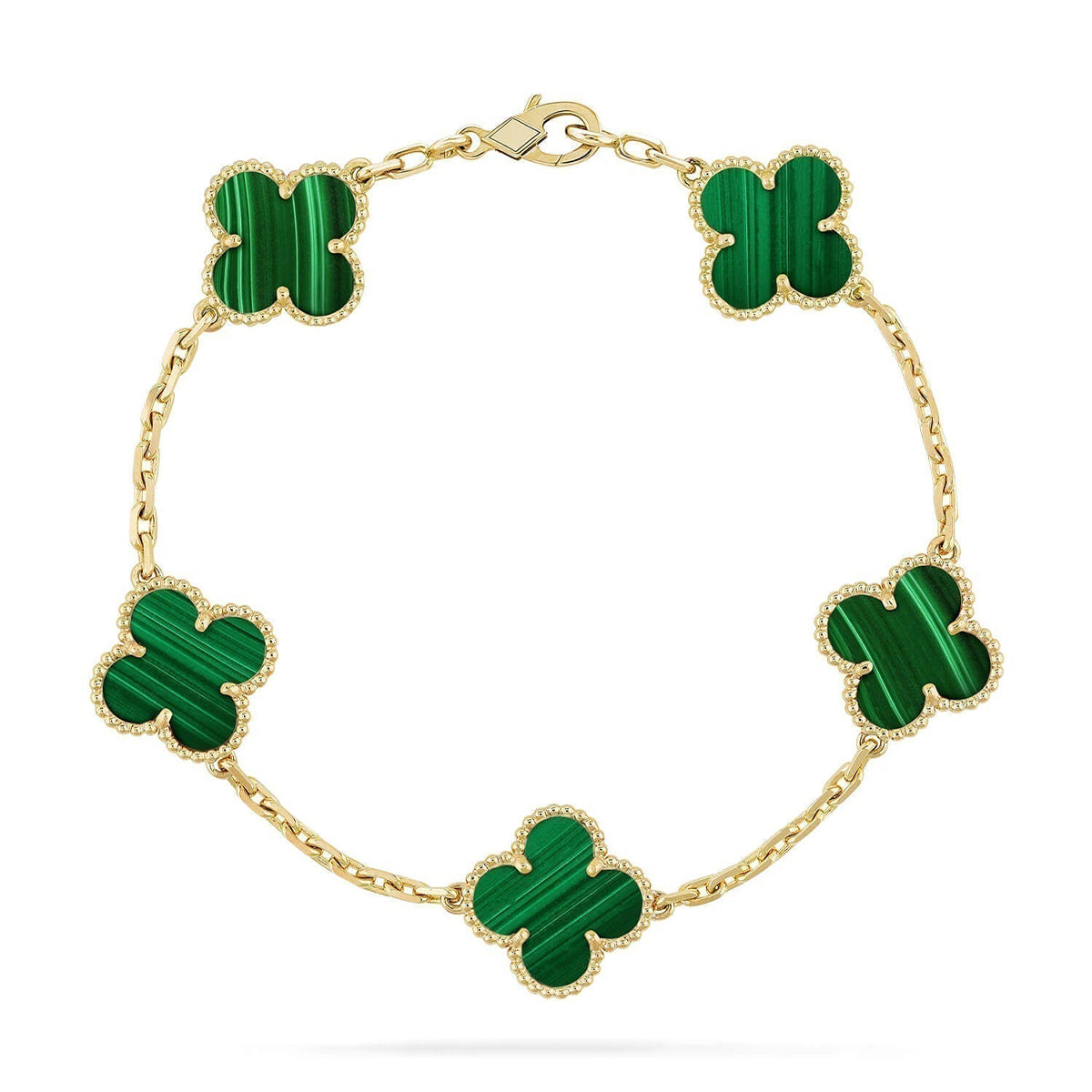 [RAFFINE] CLOVER 5 MOTIF MALACHITE BRACELET COLLECTION