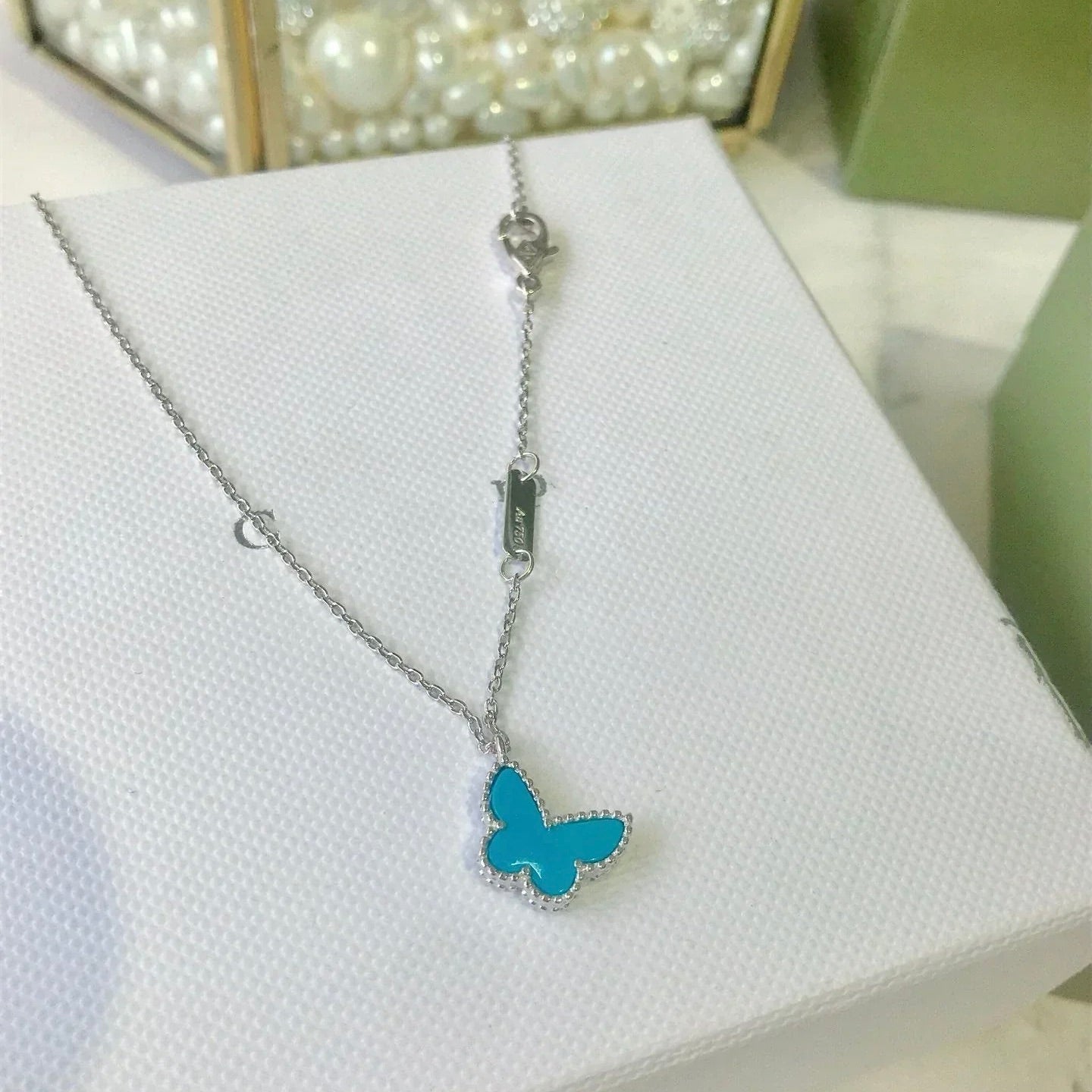[RAFFINE]BUTTERFLY TURQUOISE BUTTERFLY BRACELET SILVER