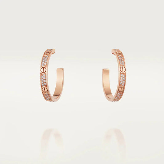 [RAFFINE]LOVE DIAMOND PINK GOLD HOOP EARRINGS