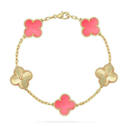 [RAFFINE] CLOVER 5 MOTIFS  PINK MOP BRACELET COLLECTION