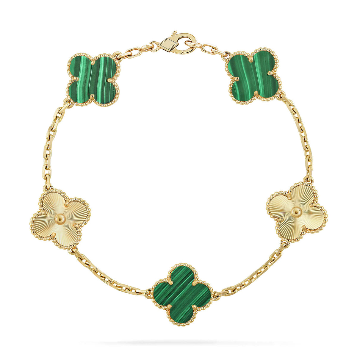 [RAFFINE] CLOVER 5 MOTIF MALACHITE BRACELET COLLECTION