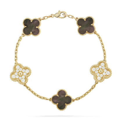 [RAFFINE] CLOVER 5 MOTIF GRAY MOP BRACELET COLLECTION