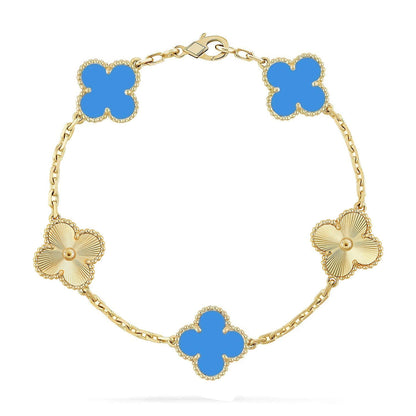 [RAFFINE] CLOVER 5 MOTIF BLUE AGATE BRACELET COLLECTION