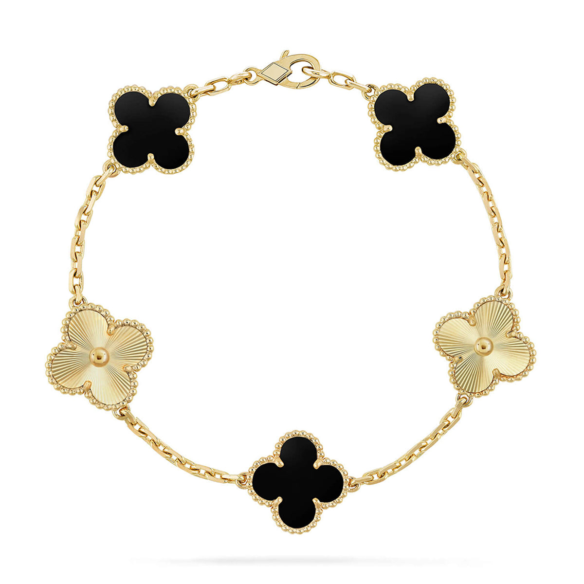 [RAFFINE] CLOVER 5 MOTIF ONYXS BRACELET COLLECTION